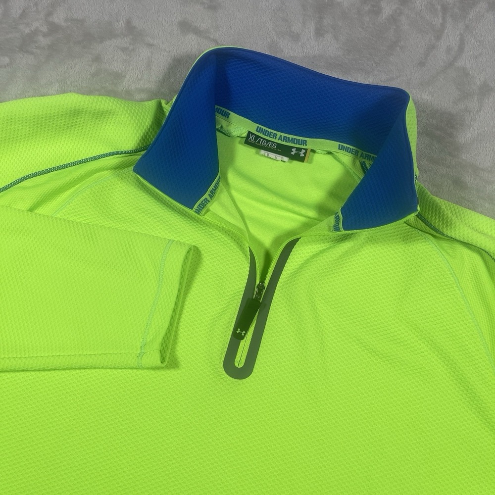 Under Armour Loose Performance 1/4 Zip Pullover Hyper Neon Green Men's XL